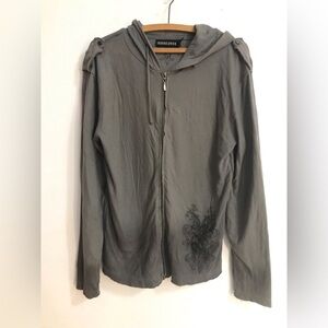 Indigo Star Hoodie Sweatshirt Women's Size Large Gray Fade Y2K Grunge Streetwear